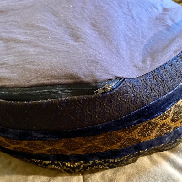 Floor Poof EYES OF INDIA Blue Gold Round BoHo Floor Throw Pillow Round 28 inches - Picture 15 of 16